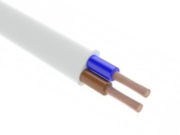 KABEL PRZEWÓD ELEKTRYCZNY OMYp 2x1,5 300V PŁASKI LINKA MIESZKANIOWY 3M BIAŁ