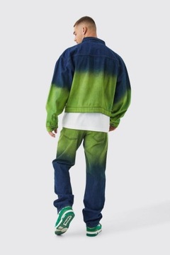 GUZIKI WZÓR OMBRE KFJ NG2__W32 BOOHOOMAN PROSTE SPODNIE JEANS