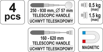 YT-0662 Зеркало YATO + комплект для проверки захвата