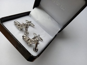 Spinki do mankietów koszul EXC Srebrny Samolot Airbus 380 Boeing 747 Lotnik