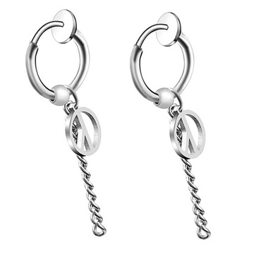 Długie wiszące kolczyki ze stali nierdzewnej Hip Hop Peace Hoop Studs Non Piecred