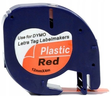 Taśma do DYMO LetraTag 12mmx4m czerwona 59424 plas