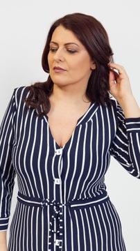 SUKIENKA PLUS SIZE GRANATOWA W BIAŁE PASKI 6XL 66