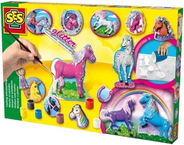 SES CREATIVE Figurki odlewy gipsowe - Bajkowe konie z brokatem