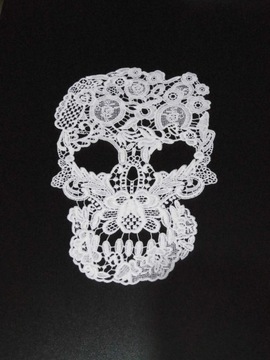 нашивка, аппликация, ЧЕРЕП, цветы, кружевная вышивка