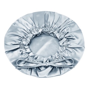 Jedwabny DWUSTRONNY Czepek na Włosy do Spania Turban GreyBlue