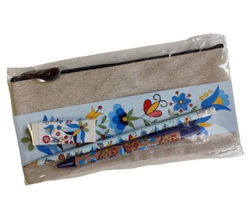 ZESTAW PIÓRNIK FOLK KASZUBSKI Z WYPOSAŻENIEM - BŁĘKITNY