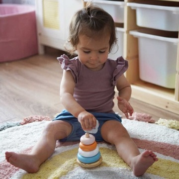 VIGA ДЕРЕВЯННАЯ ПИРАМИДА БАШНЯ ПОЛЯРНЫЙ СОРТИРОВЩИК СЕНСОРНАЯ ПАЗЛ МЕДВЕДЬ