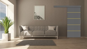 Drzwi przesuwne naścienne ALFA 95 czarne + system przesuwny, wybór kolorów