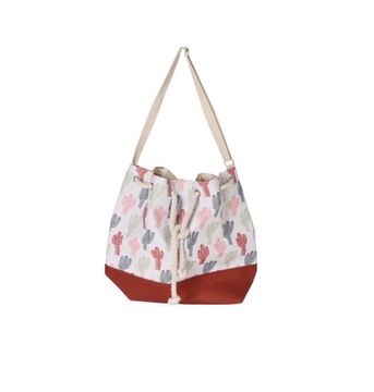 Torba plażowa Excellent Houseware, poliester/juta, 54x44 cm, brąz/biały