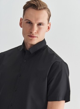 Czarna koszula męska z krótkim rękawem Regular PAKO LORENTE M