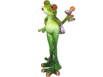 Ozdobna Figurka 16 x 8 x 7 cm - Żaba z drinkiem