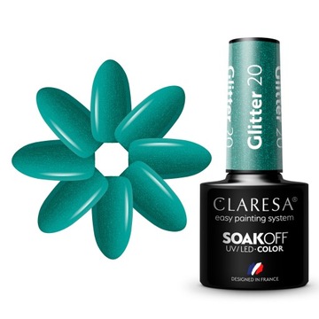 CLARESA MORSKI BROKAT LAKIER HYBRYDOWY GLITTER 20