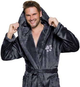 Лапа теплый длинный мужской халат с капюшоном m