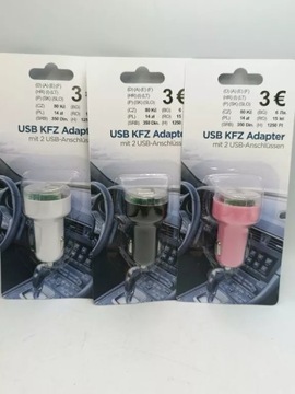 ŁADOWARKA SAMOCHODOWA 2-PORTOWA USB 5V 2.1A RÓŻNE