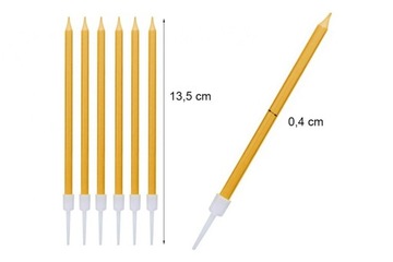 СВЕЧИ НА РОЖДЕНИЕ УКРАШЕНИЕ ТОРТА ДЛИННЫЕ ПРЯМЫЕ ЗОЛОТЫЕ 10x