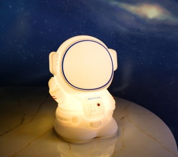Силиконовый 8 LED USB ночник детский, белый, космонавт