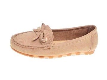 DAMSKIE ZAMSZOWE MOKASYNY Khaki r.40