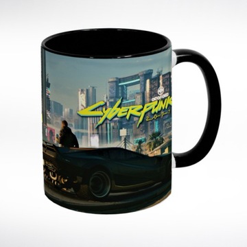 KUBEK CZARNY Cyber 2077 punk DEDYKACJA GRATIS N4