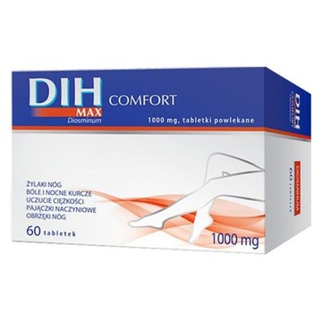 DIH MAX Comfort 1000mg żylaki nóg obrzęki ból 60x