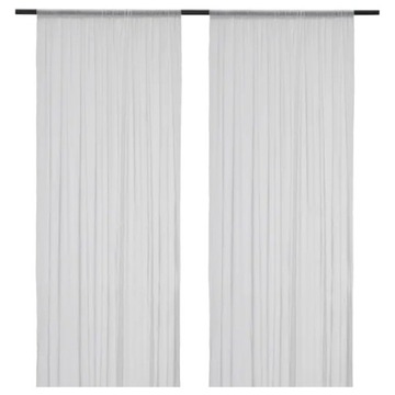 IKEA HILDRUN Firanki 2 szt biały w kropki 145x300