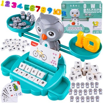Игра Изучение английского языка Счетные карточки Баланс Баланс Баланс Весы Сова Сова