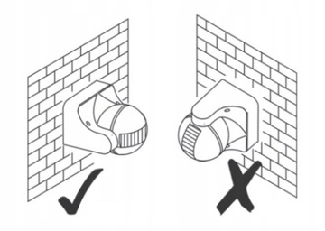 Накладной, настенный датчик движения PIR IP44, угловой