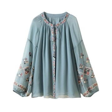 BLUZKA HAFTOWANA BOHO ETNO KWIATY XXL