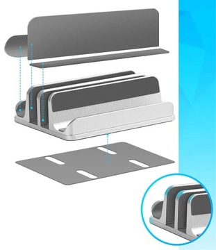 Алюминиевая подставка для MacBook iPad с 4 слотами — СЕРЕБРЯНЫЙ