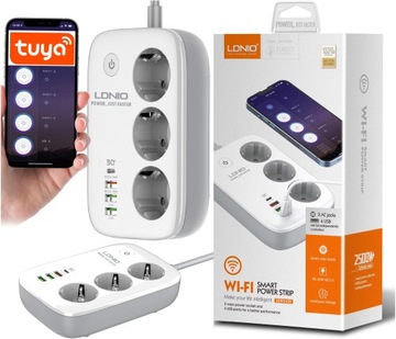 LISTWA ZASILAJĄCA SMART WiFi USB TUYA QC3.0 PD LED