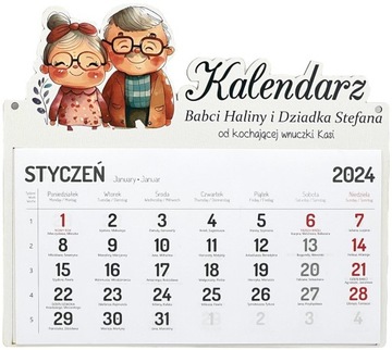 Prezent na Dzień Babci i Dziadka dla Dziadków kalendarz + NADRUK imion