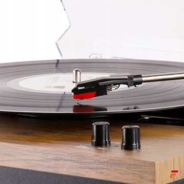 Gramofon z głośnikami FENTON 100W BT jasny+ winyl+ zapasowa igła GRATIS