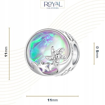 CHARMS OCEAN srebro 925 opalizujący koralik rozgwiazda morze charms pr S925