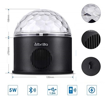 СВЕТОДИОДНЫЙ ПРОЕКТОР ДИСКОШАР BT USB ALBRILLO LL-WT01