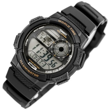 ZEGAREK MĘSKI CASIO AE-1000W-1AV - WORLD TIME + BOX + GRAWER