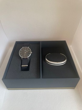 ЧАСЫ DANIEL WELLINGTON + БРАСЛЕТ ЧЕРНЫЙ КОРПУС 30 ММ DW00500926