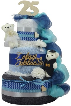 Tort ręczniki PRAKTYCZNY PREZENT na Rocznicę Ślubu Złote Gody 25-lecie 30