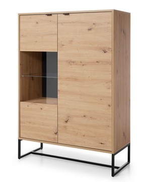 Witryna 93 cm dąb artisan loft metalowe nogi AMR