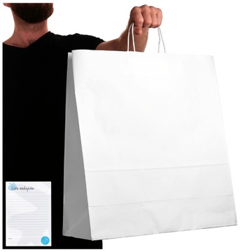 TORBA PAPIEROWA BIAŁA torby a3 DUŻE PAKOWNA 45x17x48 torebki na zakupy 100x