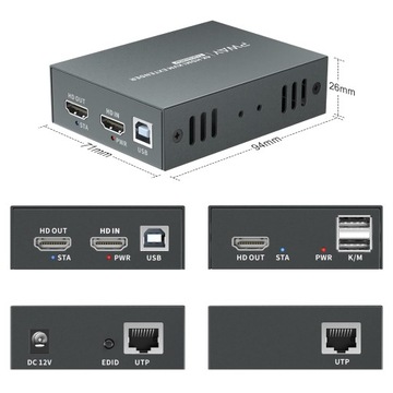 HDMI KVM USB УДЛИНИТЕЛЬ CAT5E/6 4K PWAY