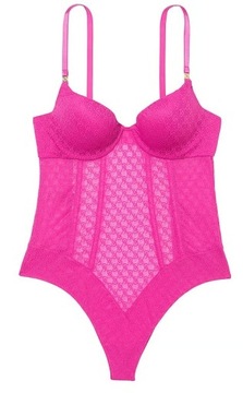 Otwarte logowane body Icon by Victoria's Secret push-up różowe XS