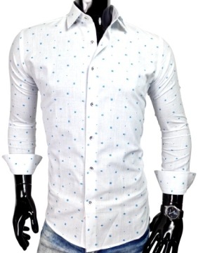 Рубашка мужская белая с узорами, хлопок EN534, размер М