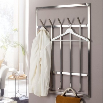 Wieszak na ubrania ścienny metalowy 100 cm srebrny