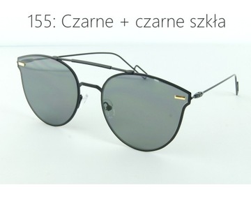 MODOWE CZARNE OKULARY DAMSKIE STYLOWE UV 400 FILTR PRZECISŁONECZNE #155