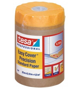TESA EASY COVER Papier z taśmą malarską maskujący zabezpieczający 25mx0,18m