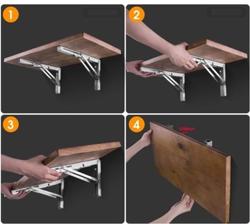 ВЕРХНЯЯ ОПОРА СКЛАДНАЯ ПОЛКА L500 НЕРЖАВЕЮЩАЯ СТАЛЬ 500Х170 ММ СЕРЕБРЯНАЯ 2 ШТ.