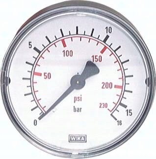 Manometr osiowy poziomy D50, 0 do 1 bar G1/4