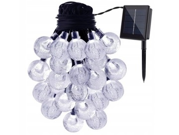 6.5m 30 LED GIRLANDA LAMPKI OGRODOWE SOLARNE ZIMNE