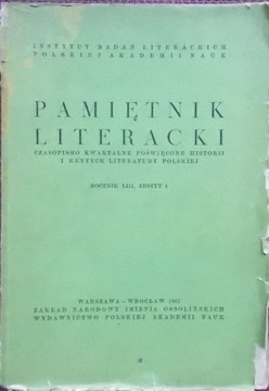 PAMIĘTNIK LITERACKI 4/1962 R. LIII z. 4