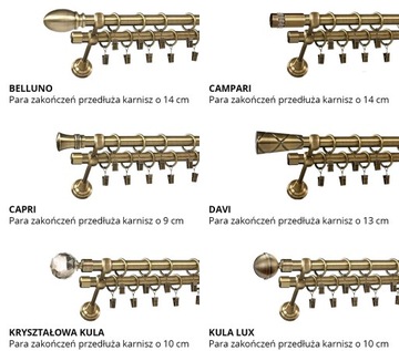 Karnisz złoty 150 cm dwie rurki 19+19 mm nad okno
